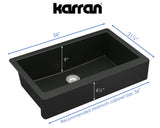 Karran 34" Quartz Composite Retrofit Farmhouse Sink, Black, QAR-740-BL-PK1