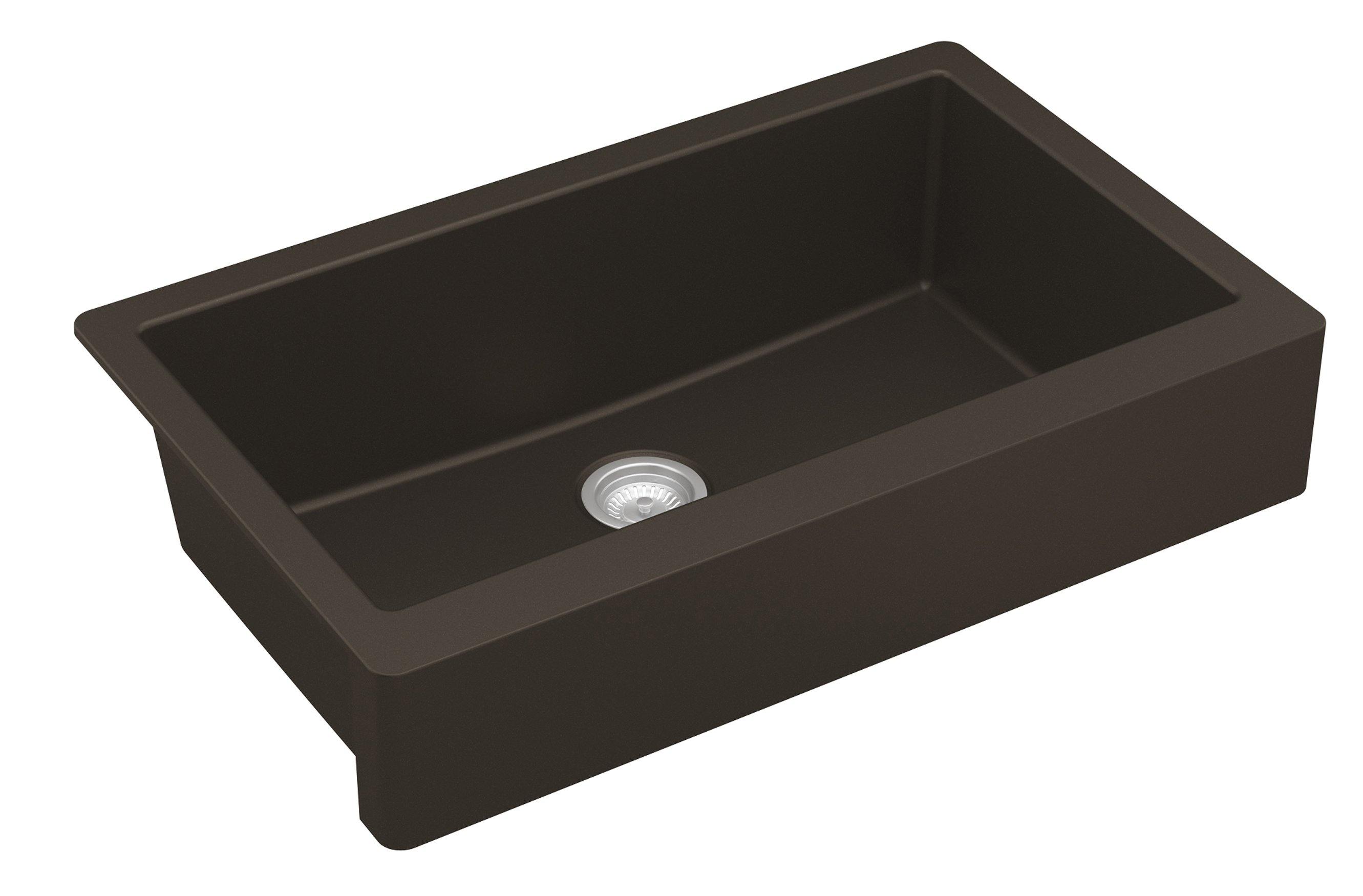 Karran 34" Quartz Composite Retrofit Farmhouse Sink, Brown, QAR-740-BR