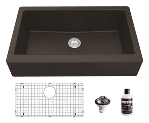 Alternate Image for Karran 34" Quartz Composite Retrofit Farmhouse Sink, Brown, QAR-740-BR-PK1