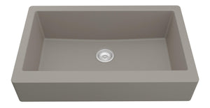 Alternate Image for Karran 34" Quartz Composite Retrofit Farmhouse Sink, Concrete, QAR-740-CN