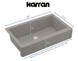 Karran 34" Quartz Composite Retrofit Farmhouse Sink, Concrete, QAR-740-CN