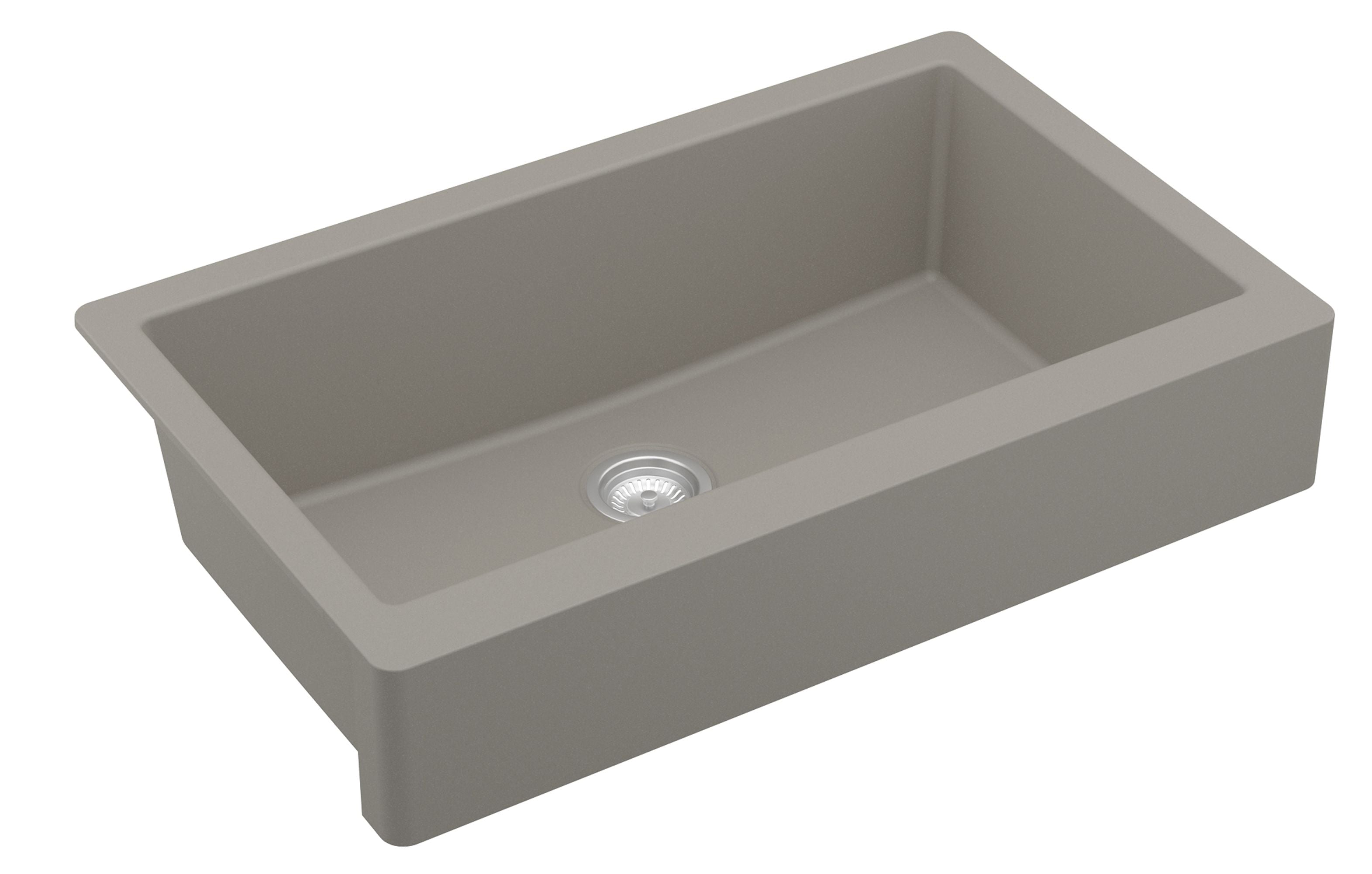 Karran 34" Quartz Composite Retrofit Farmhouse Sink, Concrete, QAR-740-CN-PK1
