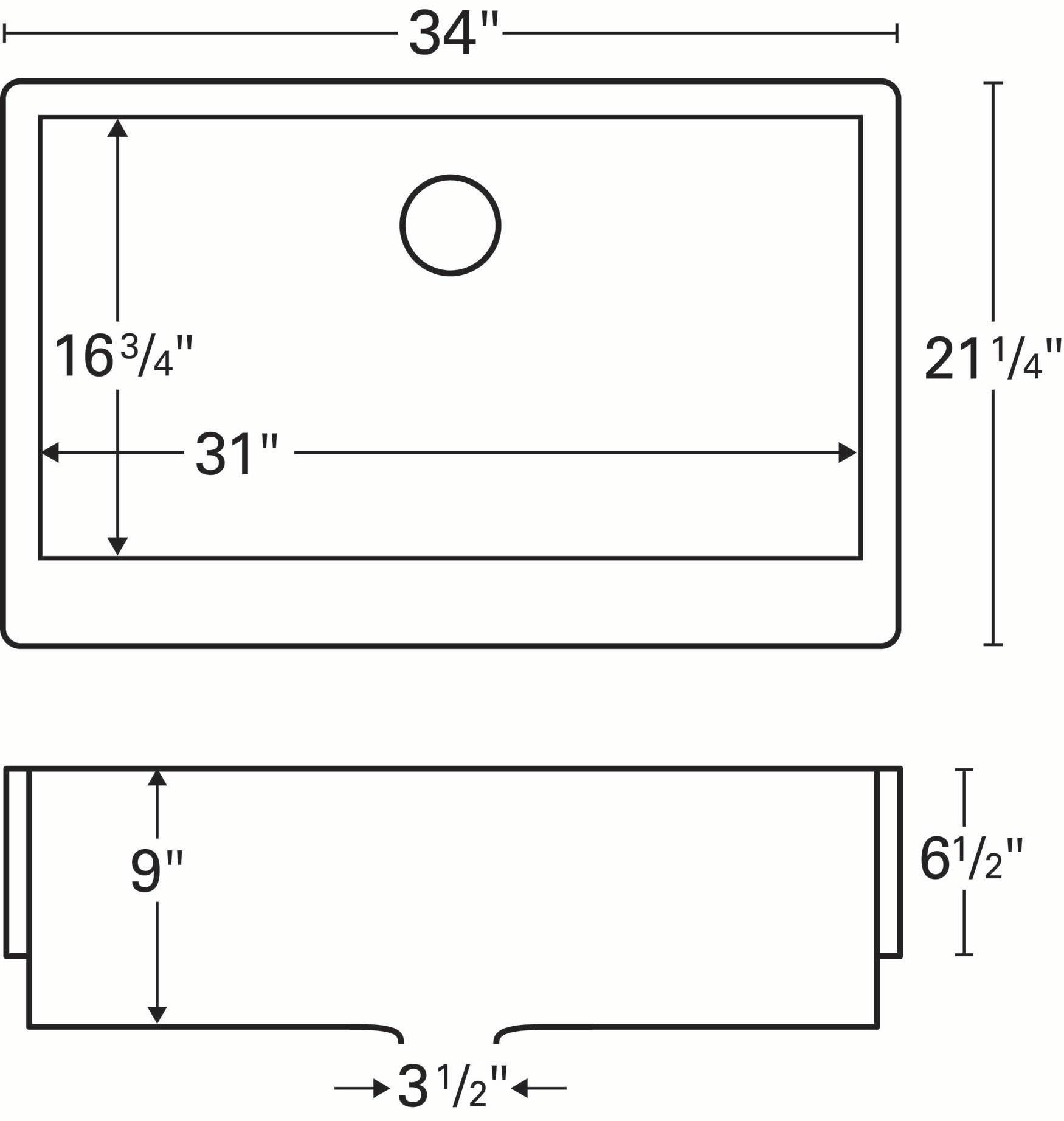 Karran 34" Quartz Composite Retrofit Farmhouse Sink, White, QAR-740-WH-PK1