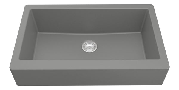 Karran 34" Quartz Composite Retrofit Farmhouse Sink, Grey, QAR-740-GR