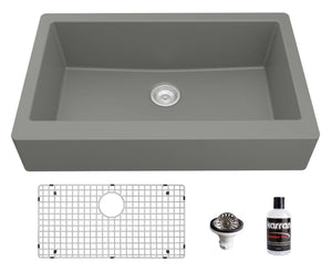 Alternate Image for Karran 34" Quartz Composite Retrofit Farmhouse Sink, Grey, QAR-740-GR-PK1