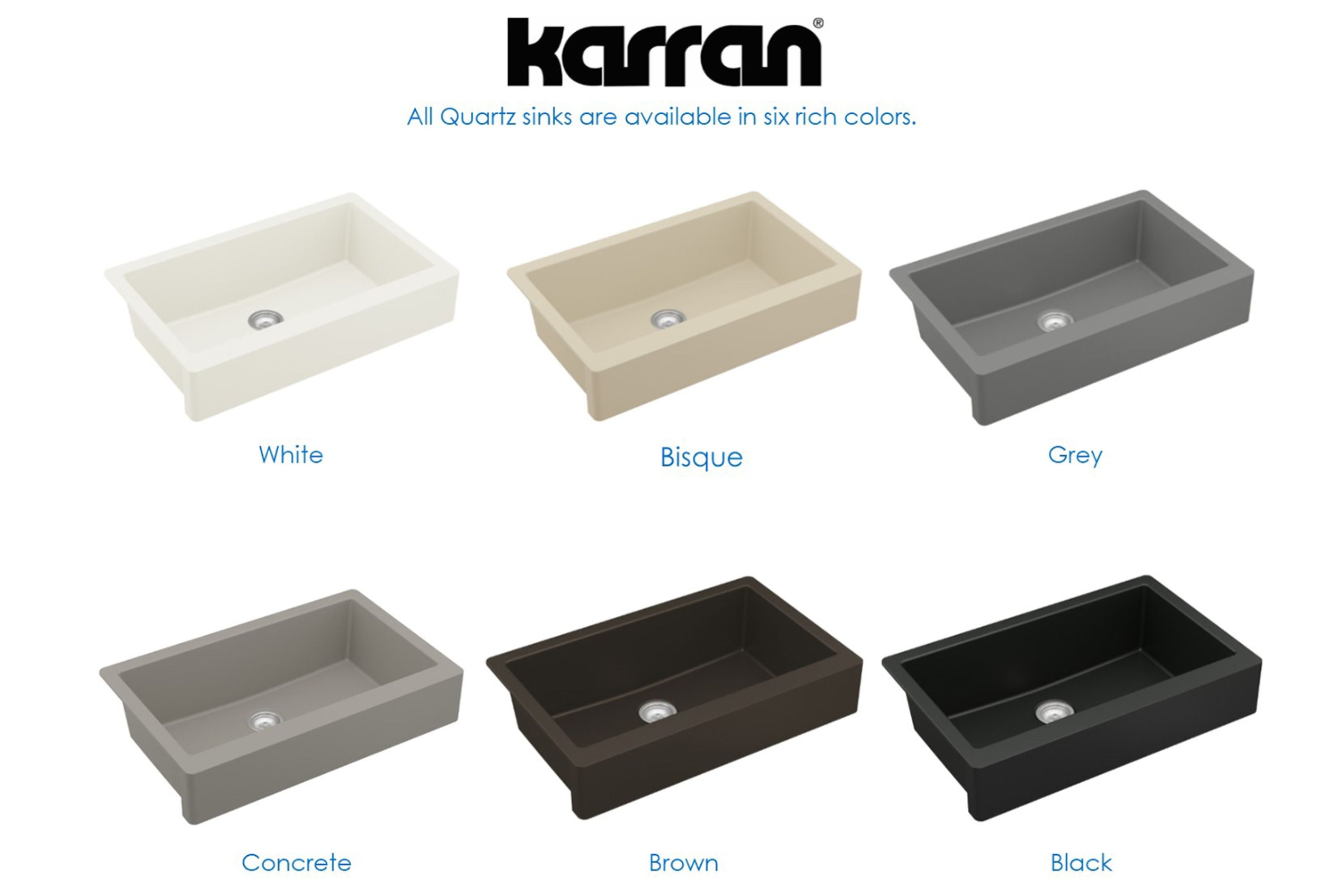 Karran 34" Quartz Composite Retrofit Farmhouse Sink, White, QAR-740-WH-PK1