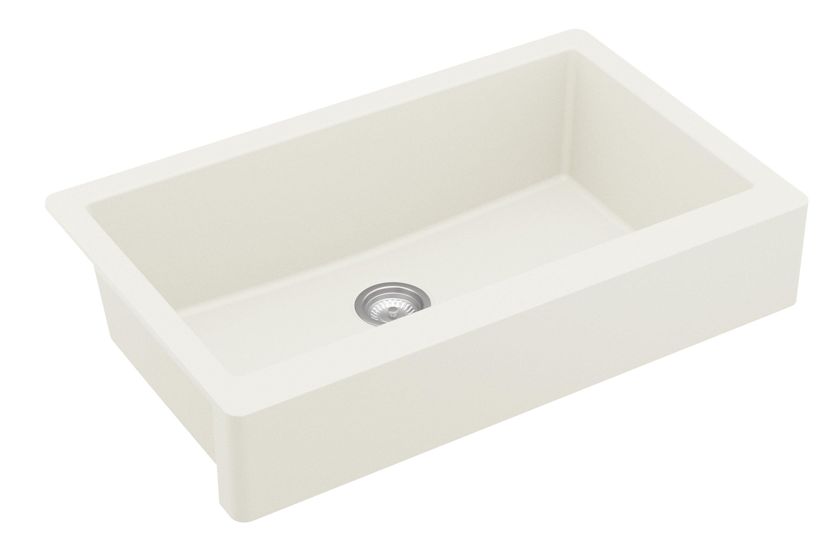 Karran 34" Quartz Composite Retrofit Farmhouse Sink, White, QAR-740-WH