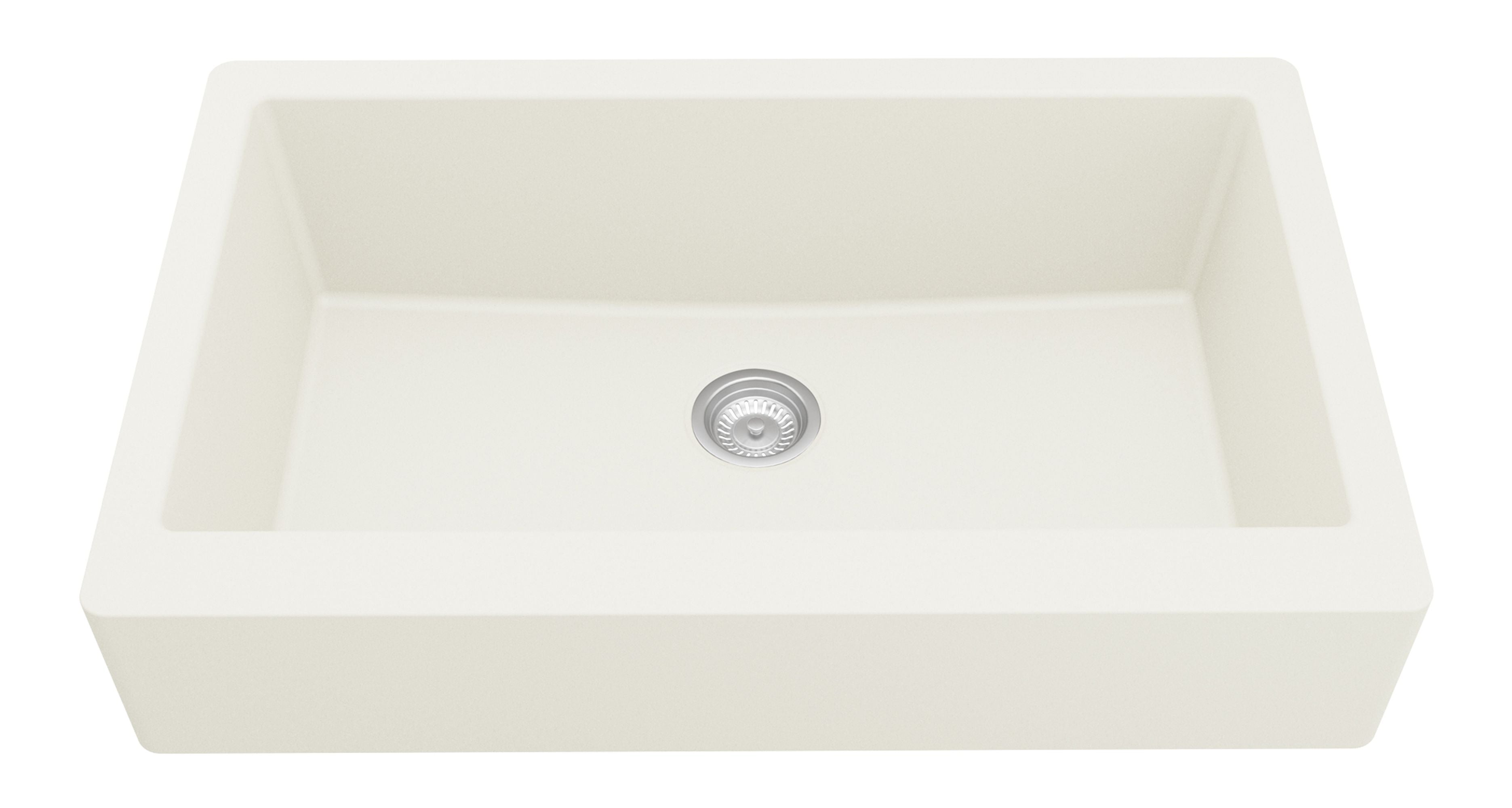 Karran 34" Quartz Composite Retrofit Farmhouse Sink, White, QAR-740-WH-PK1