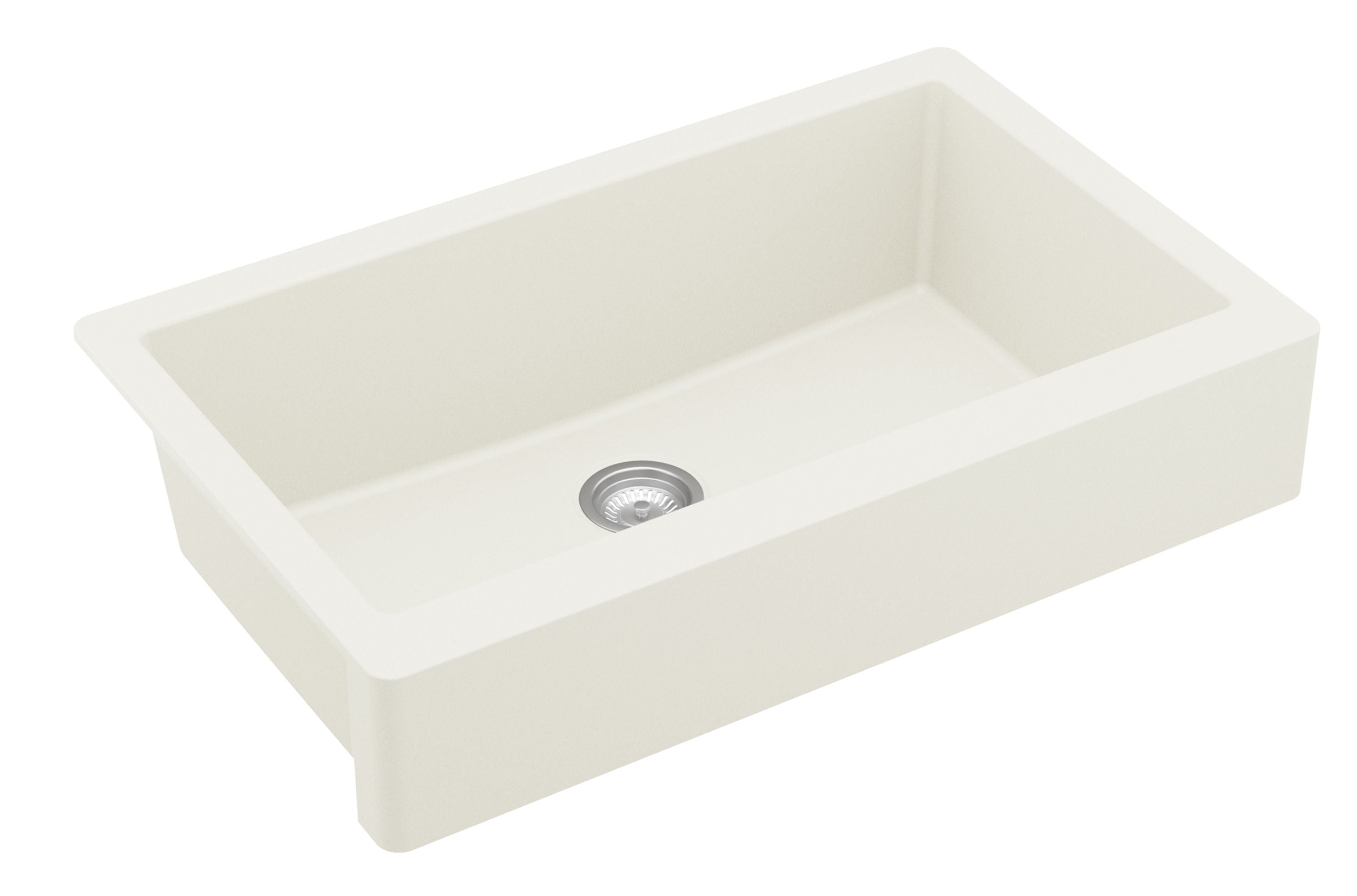 Karran 34" Quartz Composite Retrofit Farmhouse Sink, White, QAR-740-WH-PK1