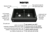 Karran 34" Quartz Composite Retrofit Farmhouse Sink, 50/50 Double Bowl, Black, QAR-750-BL-PK1