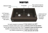 Karran 34" Quartz Composite Retrofit Farmhouse Sink, 50/50 Double Bowl, Brown, QAR-750-BR