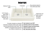 Karran 34" Quartz Composite Retrofit Farmhouse Sink, 50/50 Double Bowl, White, QAR-750-WH-PK1