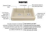 Karran 34" Quartz Composite Retrofit Farmhouse Sink, 60/40 Double Bowl, Bisque, QAR-760-BI