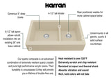 Karran 34" Quartz Composite Retrofit Farmhouse Sink, 60/40 Double Bowl, Bisque, QAR-760-BI-PK1