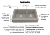 Karran 34" Quartz Composite Retrofit Farmhouse Sink, 60/40 Double Bowl, Concrete, QAR-760-CN-PK1