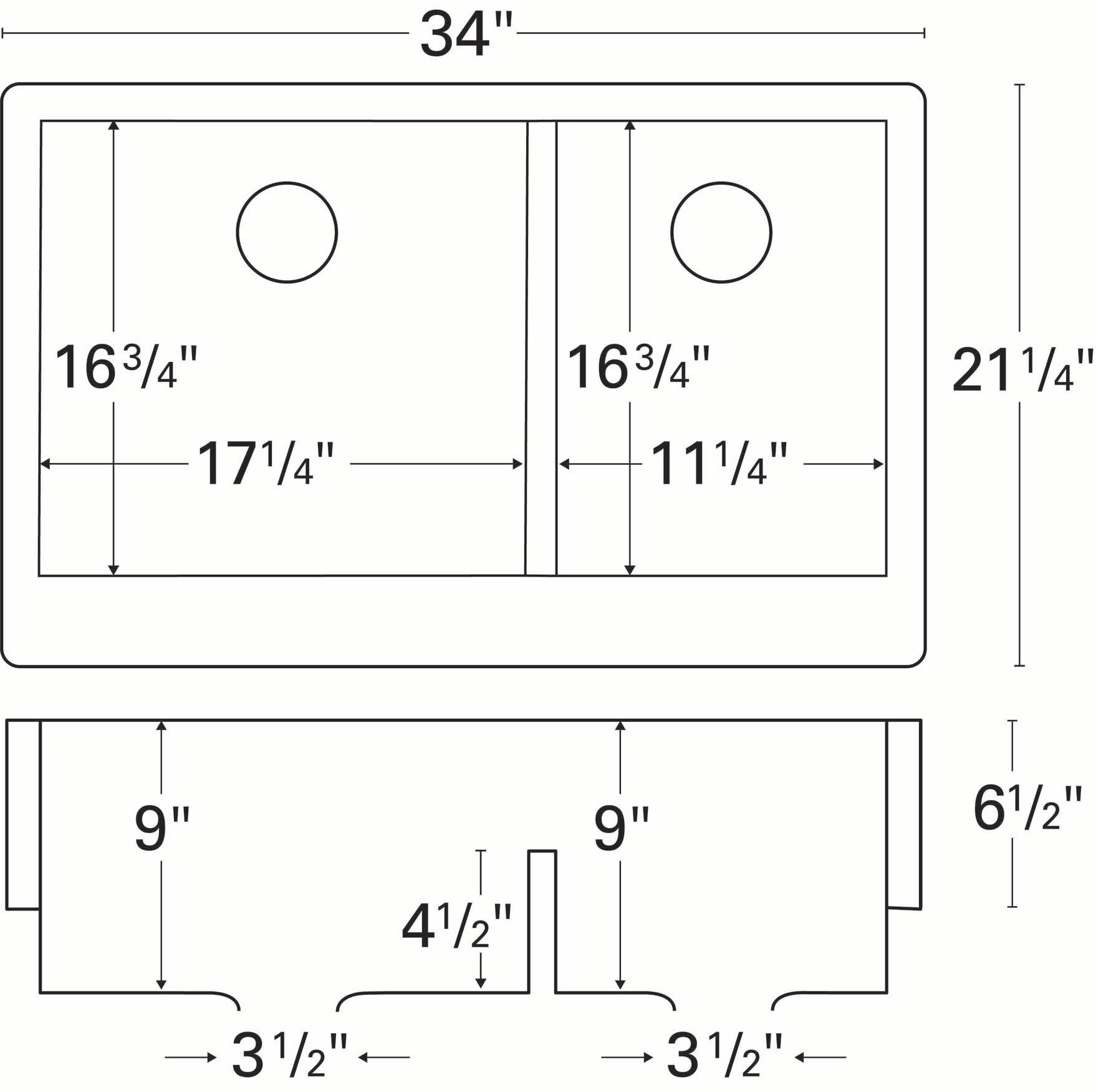 Karran 34" Quartz Composite Retrofit Farmhouse Sink, 60/40 Double Bowl, Grey, QAR-760-GR-PK1