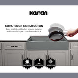 Karran 34" Quartz Composite Retrofit Farmhouse Sink, 60/40 Double Bowl, Grey, QAR-760-GR-PK1