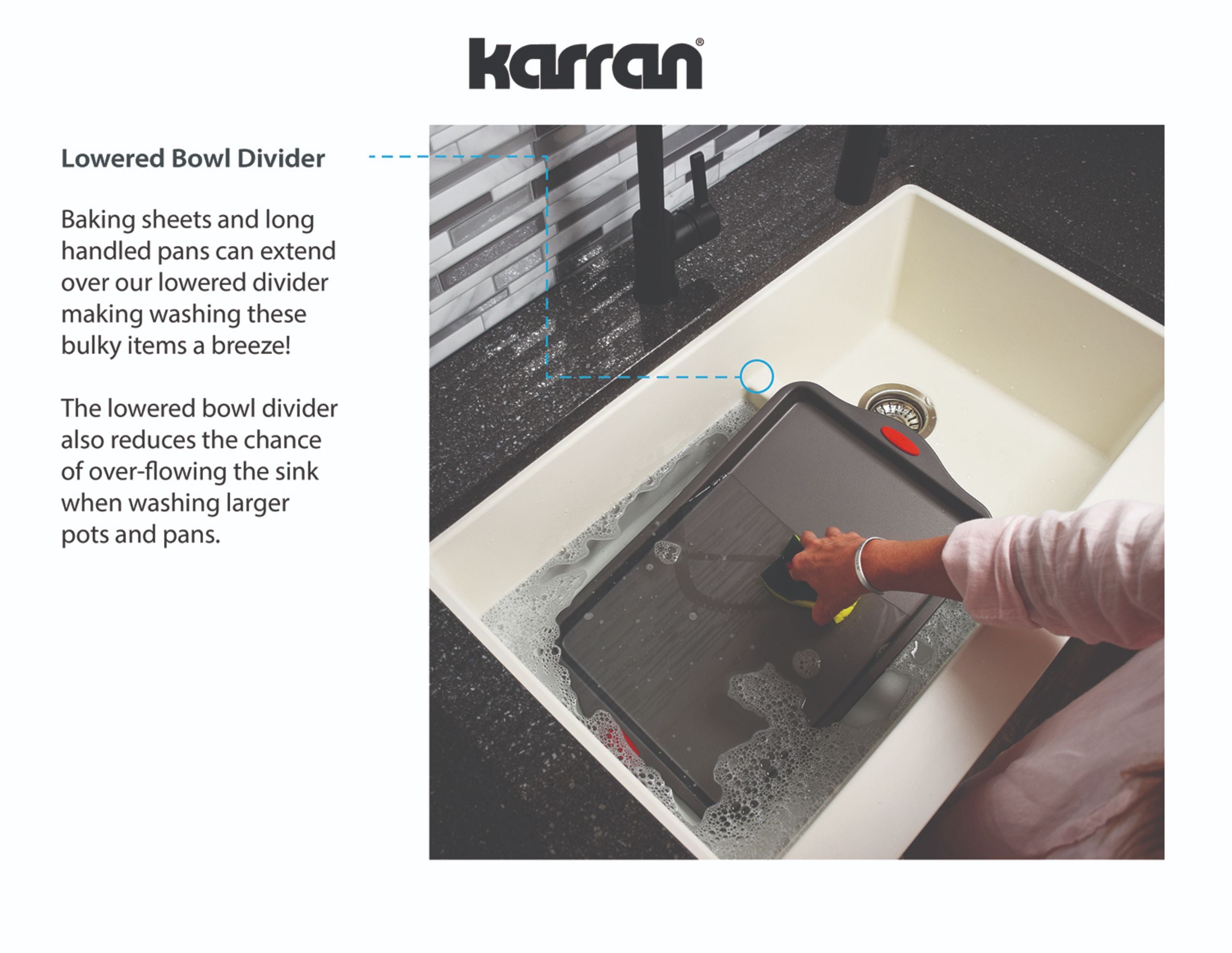 Karran 34" Quartz Composite Retrofit Farmhouse Sink, 60/40 Double Bowl, Grey, QAR-760-GR-PK1