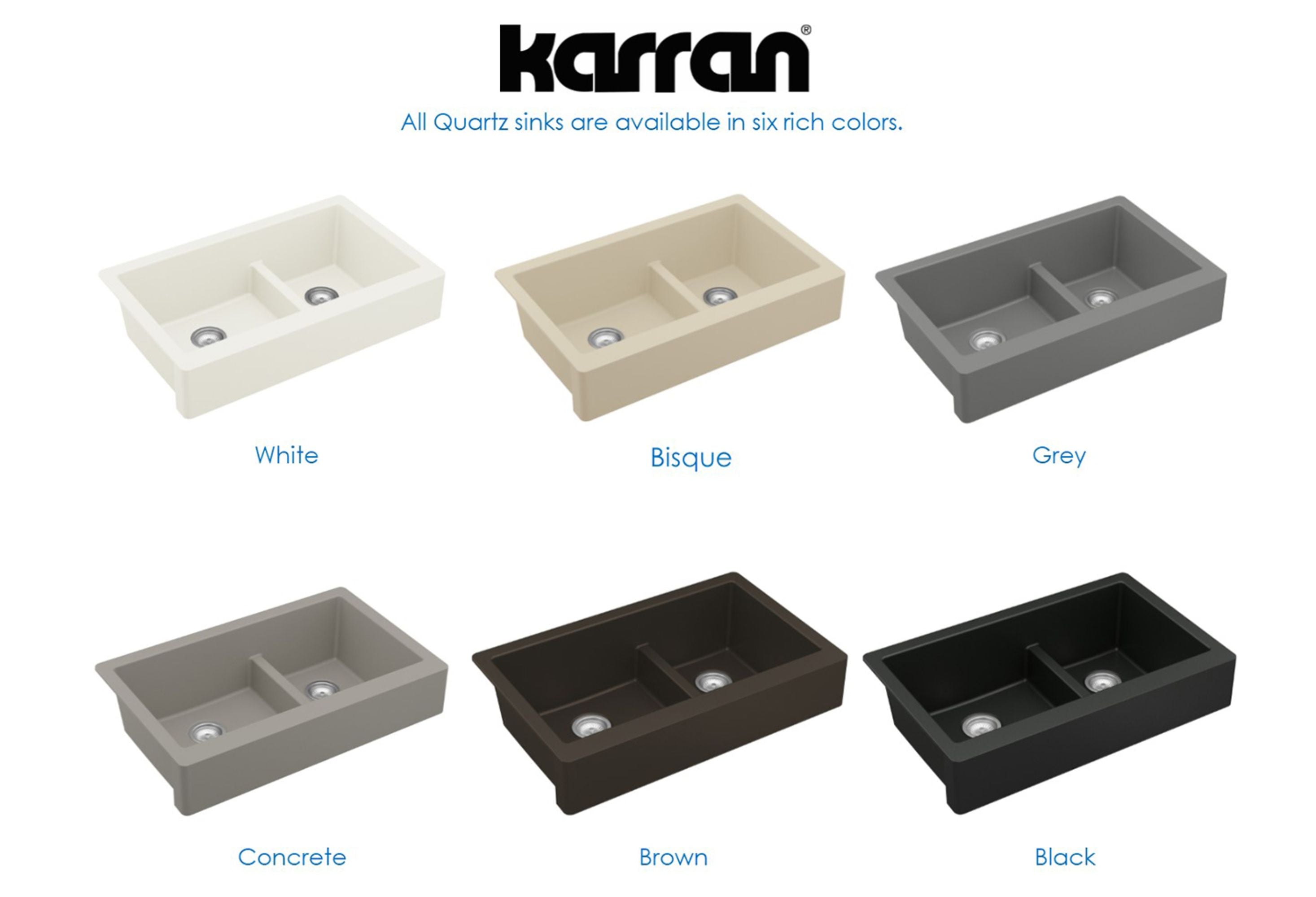 Karran 34" Quartz Composite Retrofit Farmhouse Sink, 60/40 Double Bowl, Grey, QAR-760-GR-PK1