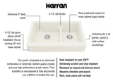 Karran 34" Quartz Composite Retrofit Farmhouse Sink, 60/40 Double Bowl, White, QAR-760-WH-PK1