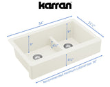 Karran 34" Quartz Composite Retrofit Farmhouse Sink, 60/40 Double Bowl, White, QAR-760-WH-PK1