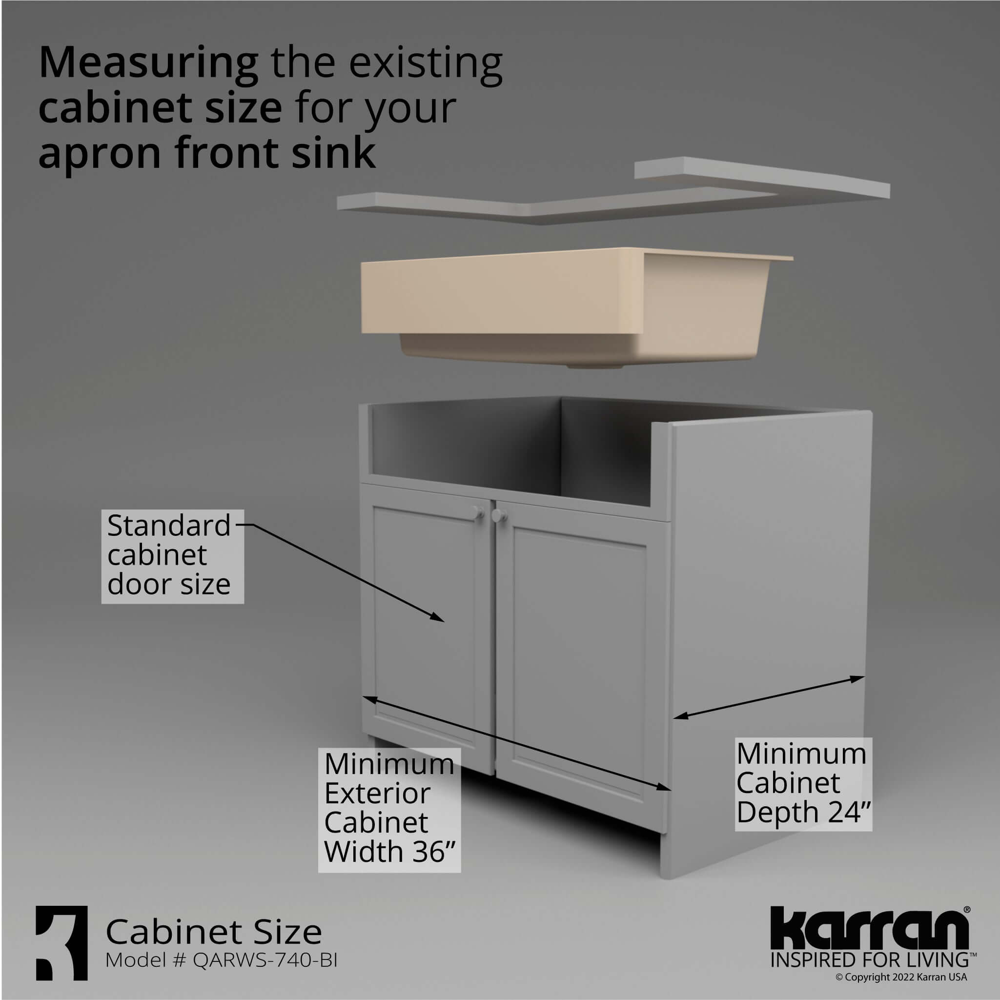 Karran 34" Quartz Composite Retrofit Workstation Farmhouse Sink with Accessories, Bisque, QARWS-740-BI