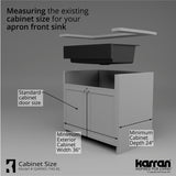 Karran 34" Quartz Composite Retrofit Workstation Farmhouse Sink with Accessories, Black, QARWS-740-BL