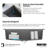 Karran 34" Quartz Composite Retrofit Workstation Farmhouse Sink with Accessories, Brown, QARWS-740-BR