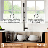 Karran 34" Quartz Composite Retrofit Workstation Farmhouse Sink with Accessories, Concrete, QARWS-740-CN