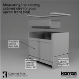 Karran 34" Quartz Composite Retrofit Workstation Farmhouse Sink with Accessories, Grey, QARWS-740-GR