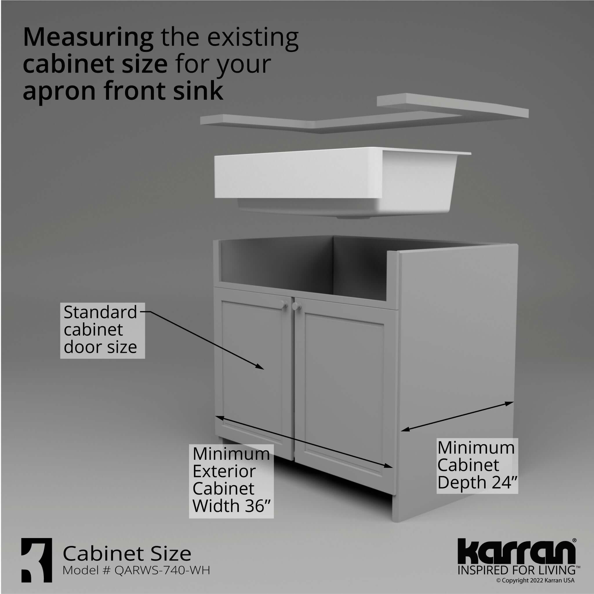 Karran 34" Quartz Composite Retrofit Workstation Farmhouse Sink with Accessories, White, QARWS-740-WH
