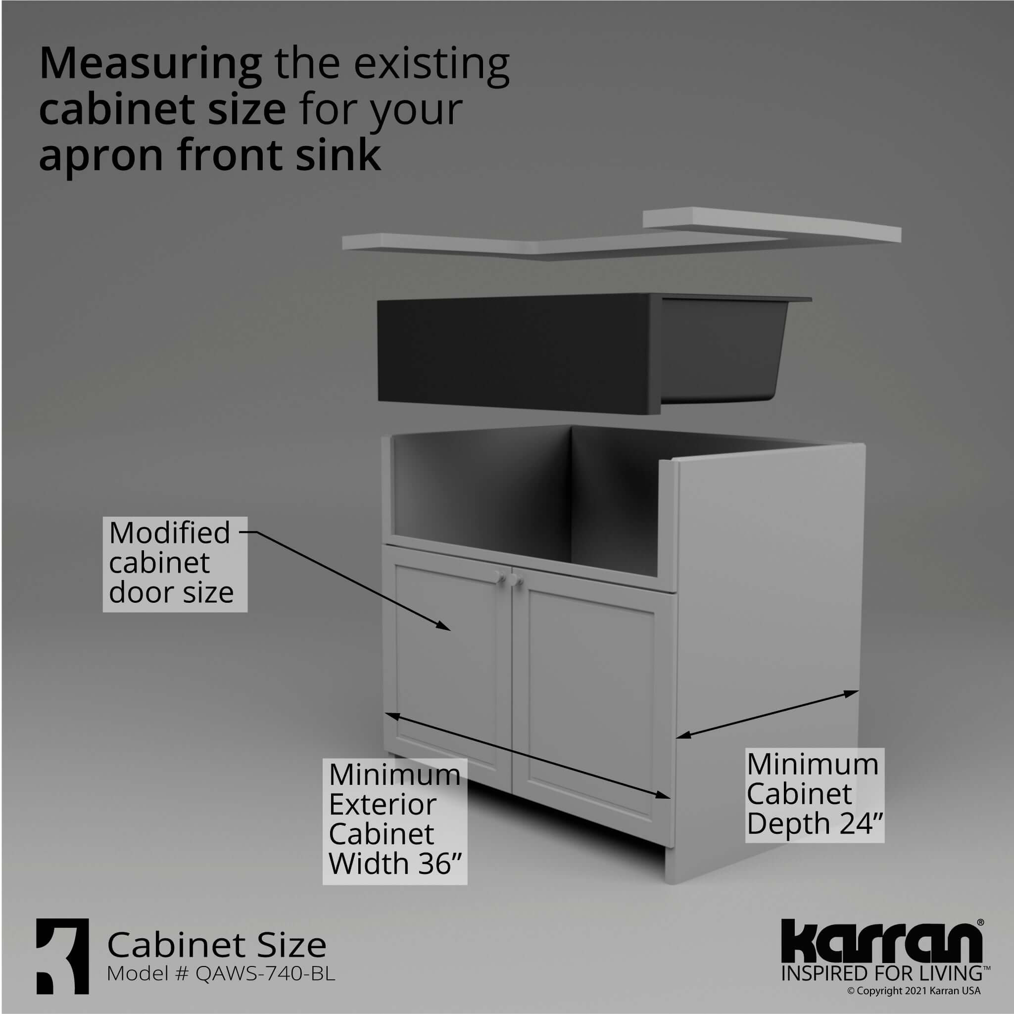 Karran 34" Quartz Composite Workstation Farmhouse Sink with Accessories, Black, QAWS-740-BL