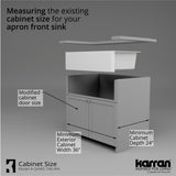 Karran 34" Quartz Composite Workstation Farmhouse Sink with Accessories, White, QAWS-740-WH