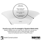 Karran Quattro 23" x 13.25" Oval Vessel Acrylic Solid Surface ADA Bathroom Sink with Stainless Steel Faucet and Accessories, White, QM160WH412SS