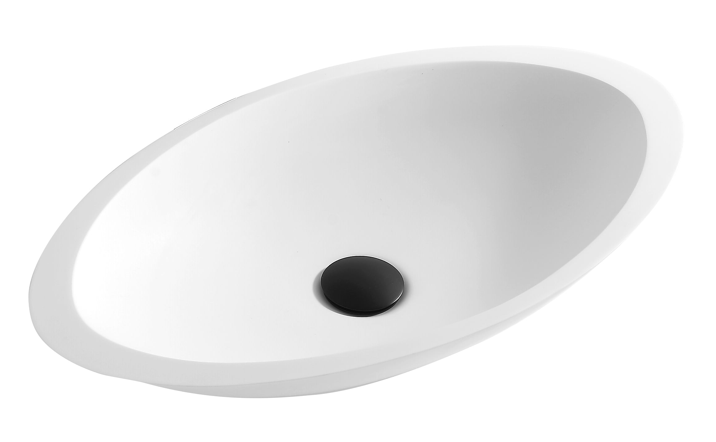 Karran Quattro 23" x 13.25" Oval Vessel Acrylic Solid Surface ADA Bathroom Sink with Matte Black Faucet and Accessories, White, QM160WH412MB