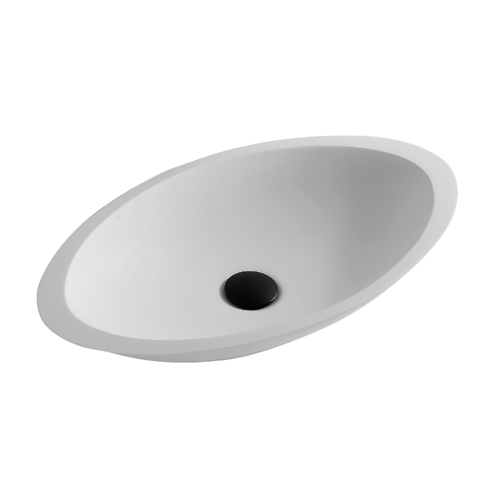 Karran Quattro 23" x 13.25" Oval Vessel Acrylic Solid Surface ADA Bathroom Sink, White, QM160WH