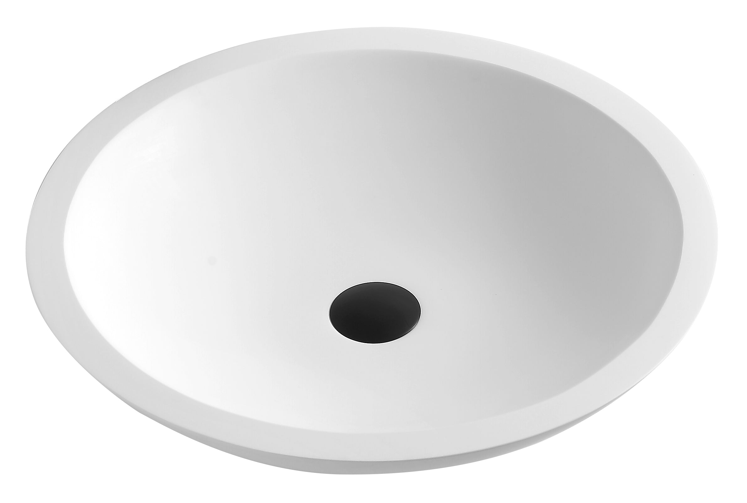 Karran Quattro 19.25" x 19.25" Round Vessel Acrylic Solid Surface ADA Bathroom Sink with Matte Black Faucet and Accessories, White, QM162WH412MB