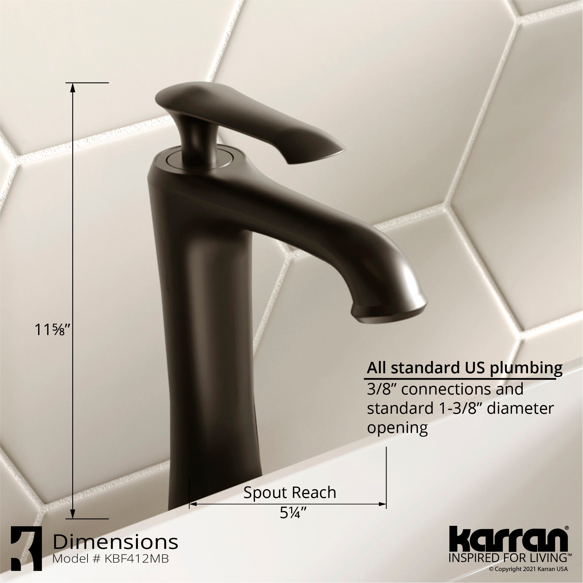 Karran Quattro 19.25" x 19.25" Round Vessel Acrylic Solid Surface ADA Bathroom Sink with Matte Black Faucet and Accessories, White, QM162WH412MB