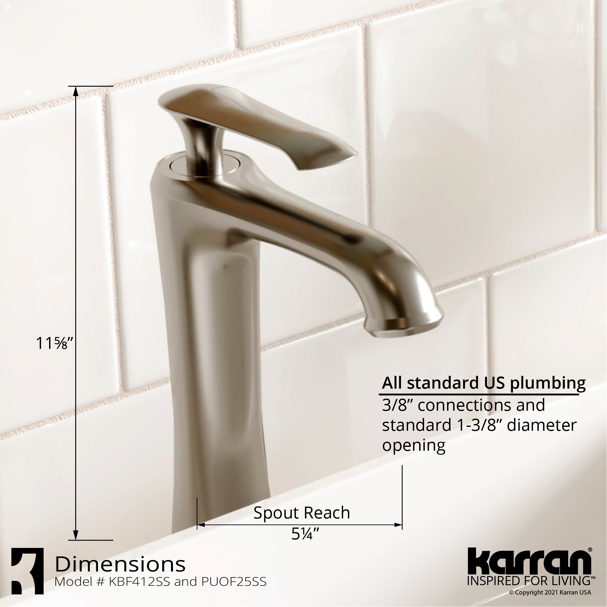 Karran Quattro 19.25" x 19.25" Round Vessel Acrylic Solid Surface ADA Bathroom Sink with Stainless Steel Faucet and Accessories, White, QM162WH412SS