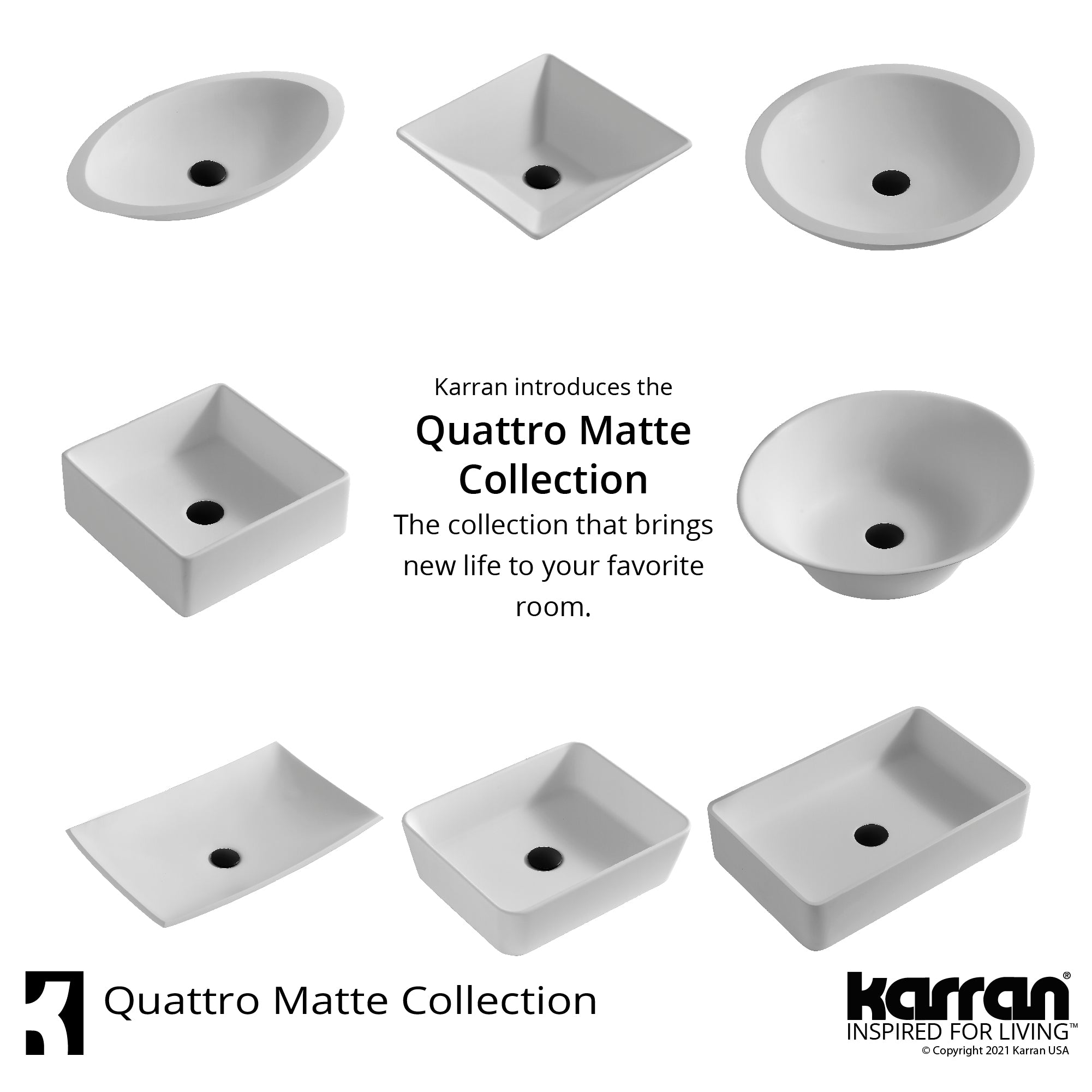 Karran Quattro 19.25" x 19.25" Round Vessel Acrylic Solid Surface ADA Bathroom Sink, White, QM162WH