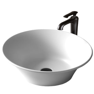 Alternate Image for Karran Quattro 20.625" x 17" Oval Vessel Acrylic Solid Surface ADA Bathroom Sink with Matte Black Faucet and Accessories, White, QM164WH412MB
