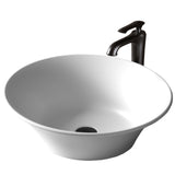 Karran Quattro 20.625" x 17" Oval Vessel Acrylic Solid Surface ADA Bathroom Sink with Matte Black Faucet and Accessories, White, QM164WH412MB