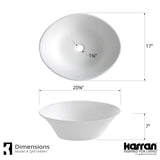 Karran Quattro 20.625" x 17" Oval Vessel Acrylic Solid Surface ADA Bathroom Sink with Matte Black Faucet and Accessories, White, QM164WH412MB