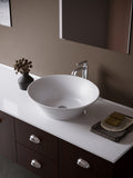 Karran Quattro 20.625" x 17" Oval Vessel Acrylic Solid Surface ADA Bathroom Sink with Stainless Steel Faucet and Accessories, White, QM164WH412SS