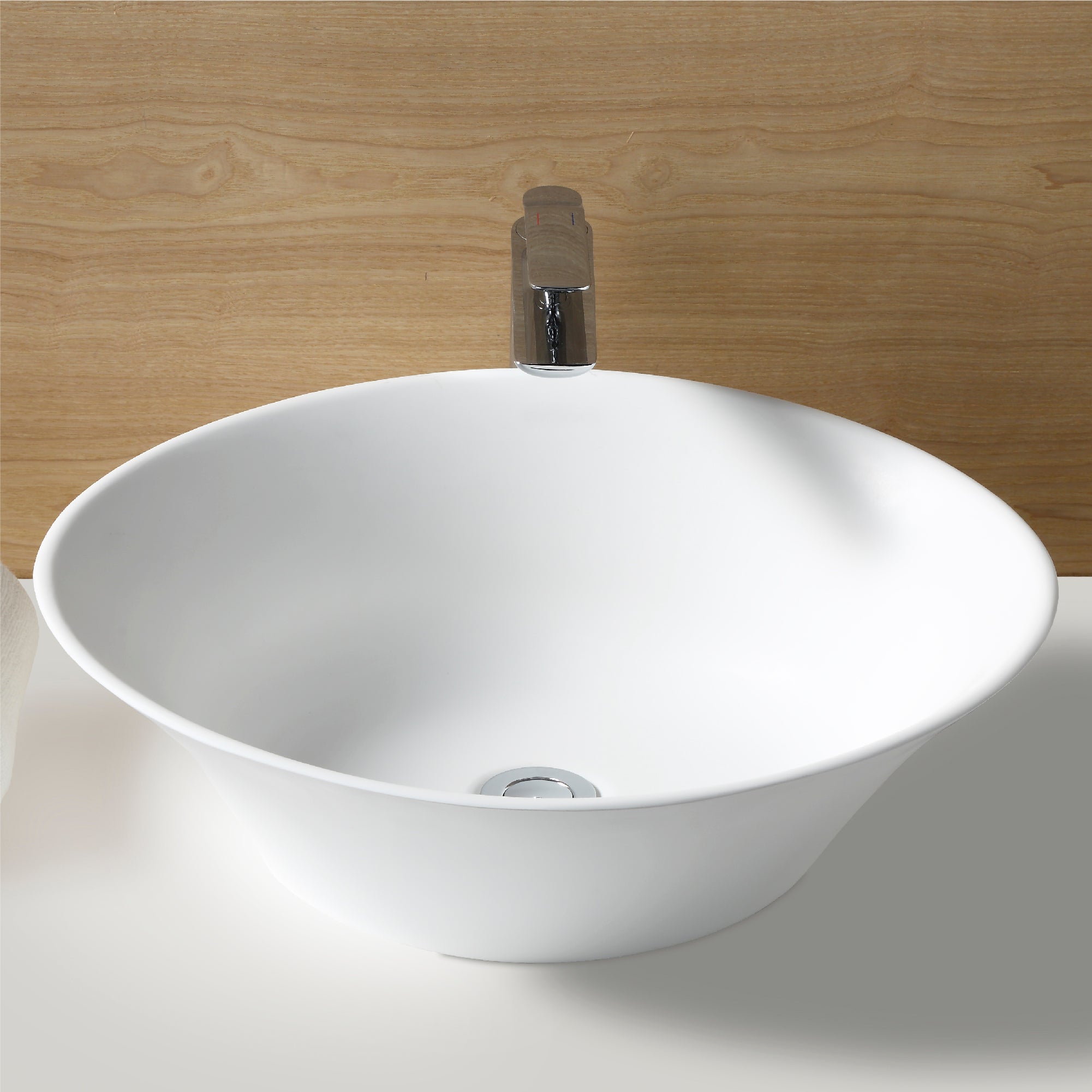 Karran Quattro 20.625" x 17" Oval Vessel Acrylic Solid Surface ADA Bathroom Sink, White, QM164WH