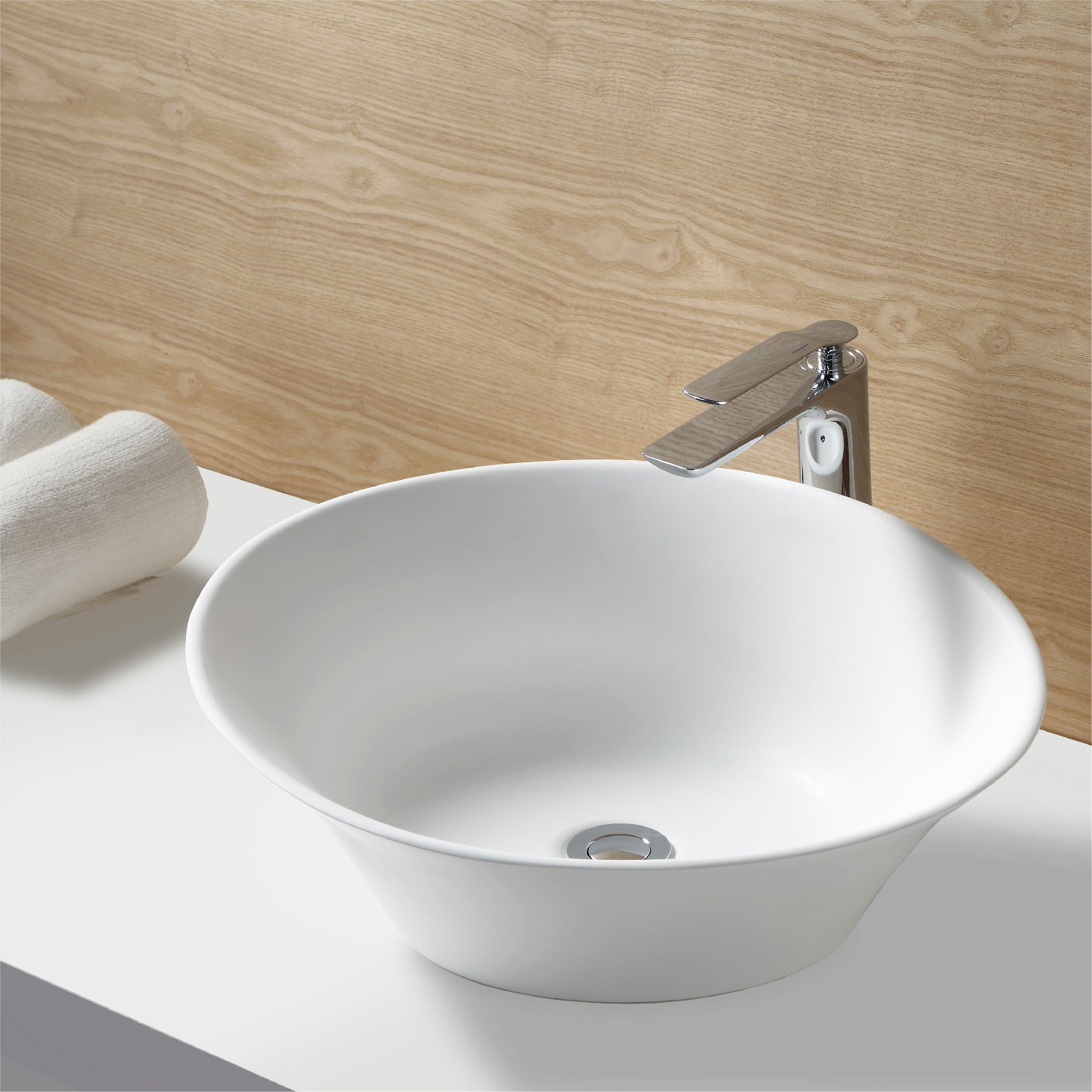 Karran Quattro 20.625" x 17" Oval Vessel Acrylic Solid Surface ADA Bathroom Sink, White, QM164WH