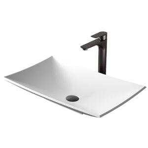 Alternate Image for Karran Quattro 25.25" x 15.5" Rectangular Vessel Acrylic Solid Surface ADA Bathroom Sink with Matte Black Faucet and Accessories, White, QM170WH422MB