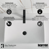 Karran Quattro 25.25" x 15.5" Rectangular Vessel Acrylic Solid Surface ADA Bathroom Sink with Matte Black Faucet and Accessories, White, QM170WH422MB