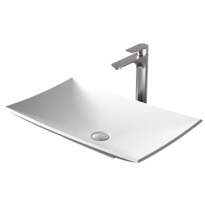 Alternate Image for Karran Quattro 25.25" x 15.5" Rectangular Vessel Acrylic Solid Surface ADA Bathroom Sink with Stainless Steel Faucet and Accessories, White, QM170WH422SS