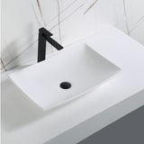 Karran Quattro 25.25" x 15.5" Rectangular Vessel Acrylic Solid Surface ADA Bathroom Sink, White, QM170WH